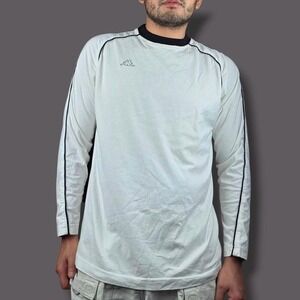 Kappa Long Sleeve T-Shirt Mens Large White Good Raglan Piping Sporty Logo